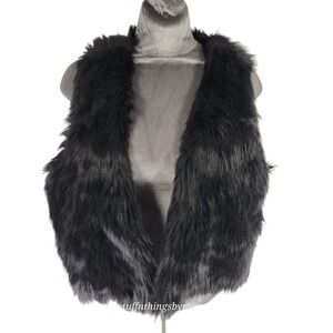 New With Tags Iman Women's Black Faux Fur Vest‎ Size Small